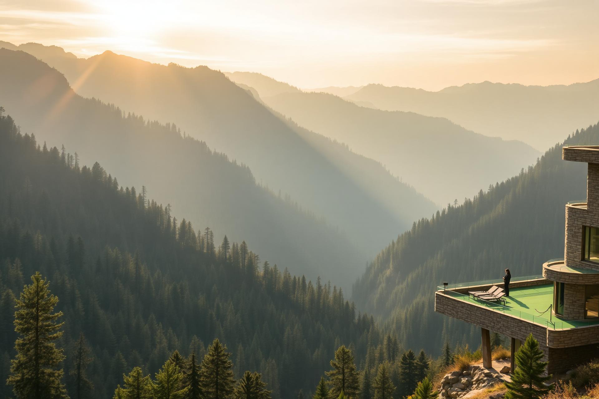 Panoramic mountain view from a CozyKey boutique stay